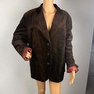 Talbots Corduroy Blazer Jacket Womens Size 24W Brown Lined Academia Career